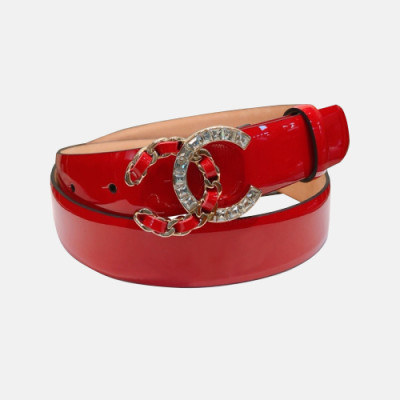 Chanel 2019 Ladies Classic CC Embellished Satin Buckle Leather Belt - 샤넬 여성 클랙식 CC 엠벨리쉬 새틴 버클 레더 벨트 Cnl0247x.Size(3.0cm).레드