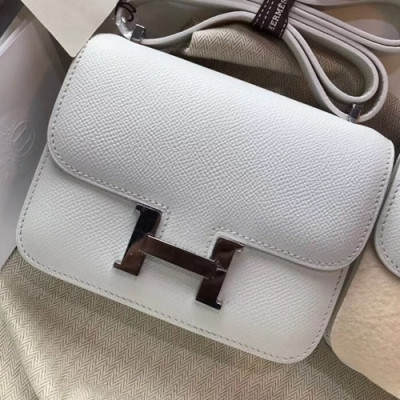 Hermes Constance Epsom Leather Shoulder Bag,14cm - 에르메스 콘스탄스 엡송 레더 여성용 숄더백 HERB0604, 14cm,화이트(은장)