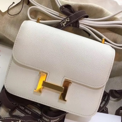 Hermes Constance Epsom Leather Shoulder Bag,14cm - 에르메스 콘스탄스 엡송 레더 여성용 숄더백 HERB0605, 14cm,화이트(금장)