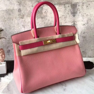 Hermes Birkin Goat Skin Tote Shoulder Bag ,30cm - 에르메스 버킨 고트 스킨 여성용 토트 숄더백 HERB0609,30cm,핑크