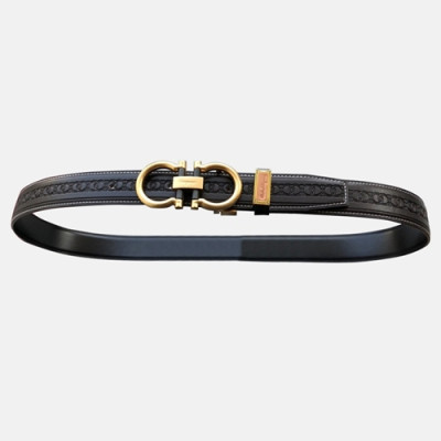 Salvatore Ferragamo 2019 Mens Gancini Buckle Leather Belt - 살바토레 페라가모 남성 간치니 버클 레더 벨트 Fer0190x.Size(3.5cm).블랙금장