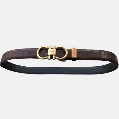 Salvatore Ferragamo 2019 Mens Gancini Buckle Leather Belt - 살바토레 페라가모 남성 간치니 버클 레더 벨트 Fer0191x.Size(3.5cm).브라운금장