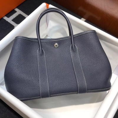 Hermes Garden Party Leather Tote Bag,30cm - 에르메스 가든파티 레더 여성용 토트백 HERB0648, 30cm,네이비