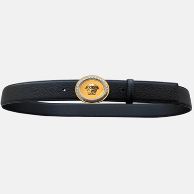 Versace 2019 Mens Palazzo Medusa Steel Buckle Leather Bellt - 베르사체 남성 메두사 스틸 버클 레더 벨트 Ver0135x.Size(3.8cm).블랙금장