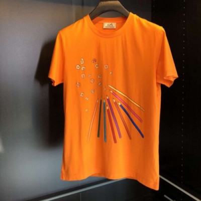 Hermes 2019 Mens Crew - neck Cotton Short Sleeved Tshirt - 에르메스 남성 크루넥 실켓면 반팔티 Her0150x.Size(m - 2xl).오렌지