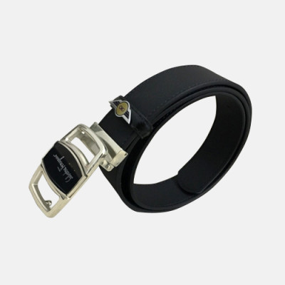 Salvatore Ferragamo 2019 Mens Logo Steel Buckle Leather Belt - 살바토레 페라가모 남성 로고 스틸 버클 레더 벨트 Fer0204x.Size(3.5cm).블랙은장