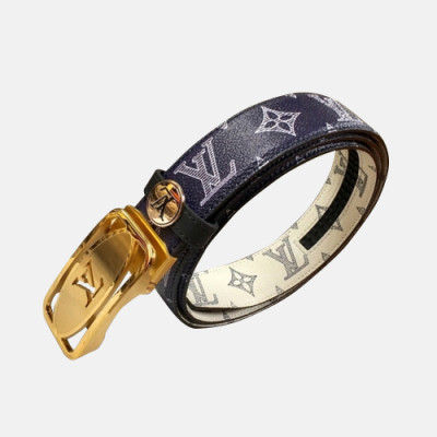 Louis vuitton 2019 Mens Signature Box Logo Automatic Buckle Leather Belt - 루이비통 남성 신상 시그니처 박스 로고 자동버클 레더 벨트 Lou0838x.Size(3.4cm).네이비금장