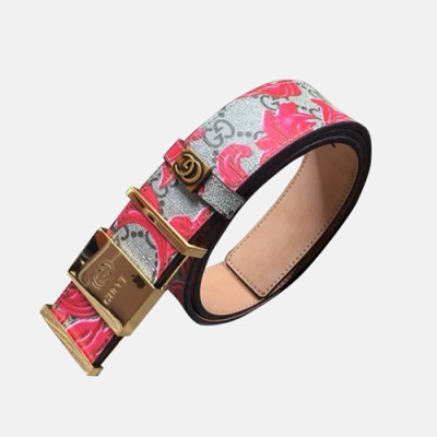 Gucci 2019 Mens Box Logo Steel Buckle Flower Leather Belt - 구찌 신상 남성 박스 로고 스틸 버클 플라워 레더 벨트 Guc0811x.Size(3.8cm).핑크