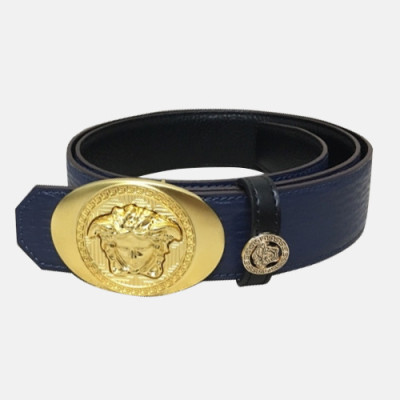 Verasace 2019 Mens Medusa Steel Buckle Leather  Belt - 베르사체 남성 메두사 스틸 버클 레더 벨트 Ver0154x.Size(3.8cm).블루금장