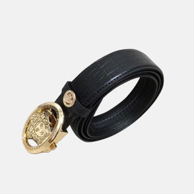 Versace 2019 Mens Palazzo Medusa Steel Automatic Buckle Leather Bellt - 베르사체 남성 메두사 스틸 자동 버클 레더 벨트 Ver0157x.Size(3.4cm).블랙금장