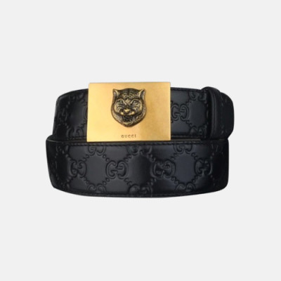 Gucci 2019 Mens Box  Tiger Steel Buckle Leather Belt - 구찌 신상 남성 박스 타이거 스틸 버클 레더 벨트 Guc0824x.Size(3.8cm).블랙금장