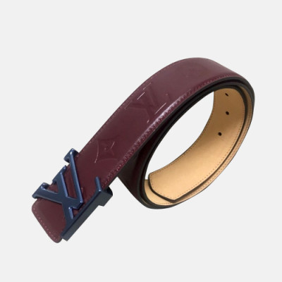 Louis vuitton 2019 Mens Signature Initial Logo Buckle Leather Belt - 루이비통 남성 신상 시그니처 이니셜 로고 버클 레더 벨트 Lou0853x.Size(4.0cm).브라운검장