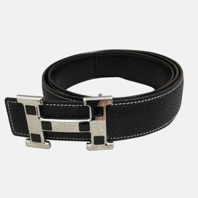 Hermes 2019 Mens Business Initial Logo Leather Belt - 에르메스 남성 비지니스 이니셜 로고 가죽 벨트 Her0169x.Size(3.8cm).블랙은장