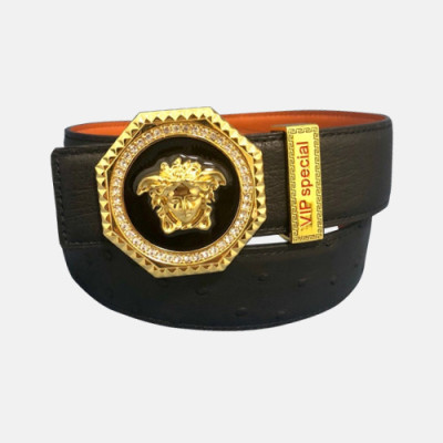 [커스텀급]Versace 2019 Mens Palazzo Medusa Steel Buckle Leather Bellt - 베르사체 남성 메두사 스틸 버클 레더 벨트 Ver0166x.Size(3.8cm).블랙금장