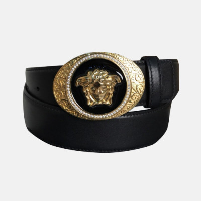 Versace 2019 Mens Palazzo Medusa Steel Buckle Leather Bellt - 베르사체 남성 메두사 스틸 버클 레더 벨트 Ver0167x.Size(3.8cm).블랙금장