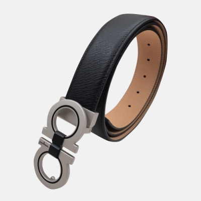 Salvatore Ferragamo 2019 Mens GancioBuckle Leather Belt - 살바토레 페라가모 남성 간치오 버클 레더 벨트 Fer0219x.Size(3.4cm).블랙은장