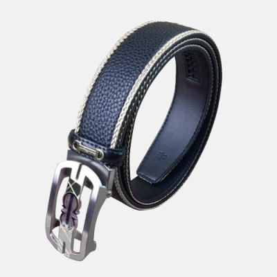 Salvatore Ferragamo 2019 Mens Gancio Automatic uckle Leather Belt - 살바토레 페라가모 남성 간치오 자동 버클 레더 벨트 Fer0221x.Size(3.5cm).블랙은장