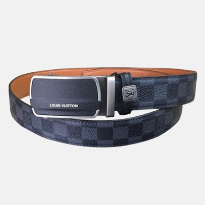 Louis vuitton 2019 Mens Damier Initial Box Logo Buckle Leather Belt - 루이비통 남성 신상 다미에 박스 로고 스틸 버클 레더 벨트 Lou0874x.Size(3.5cm).블랙은장