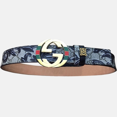 Gucci 2019 Mens Signature GG Steel Buckle Leather Belt - 구찌 신상 남성 시그니처 GG 스틸 버클 레더 벨트 Guc0851x.Size(3.8cm).블랙금장