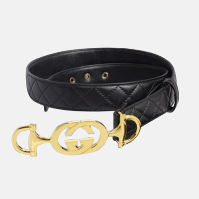 Gucci 2019 Mens Signature GG Steel Buckle Leather Belt - 구찌 신상 남성 시그니처 GG 스틸 버클 레더 벨트 Guc0858x.Size(3.0cm).블랙금장