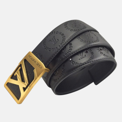 Louis vuitton 2019 Mens Signature Initial Logo Buckle Leather Belt - 루이비통 남성 신상 시그니처 이니셜 로고 버클 레더 벨트 Lou0886x.Size(3.8cm).블랙금장