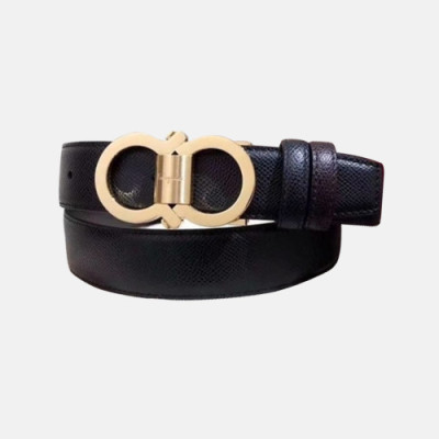 Salvatore Ferragamo 2019 Mens Gancio Buckle Leather Belt - 살바토레 페라가모 남성 간치오 버클 레더 벨트 Fer0230x.Size(3.4cm).블랙금장