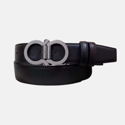 Salvatore Ferragamo 2019 Mens Gancio Buckle Leather Belt - 살바토레 페라가모 남성 간치오 버클 레더 벨트 Fer0231x.Size(3.4cm).블랙은장