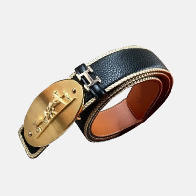 Hermes 2019 Mens Business Signature Logo Leather Belt - 에르메스 남성 비지니스 시그니처 로고 가죽 벨트 Her0185x.Size(3.8cm).블랙금장