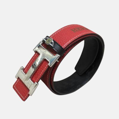 Hermes 2019 Mens Business Signature Logo Leather Belt - 에르메스 남성 비지니스 시그니처 로고 가죽 벨트 Her0189x.Size(3.8cm).레드은장