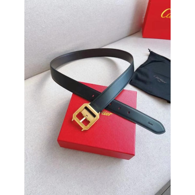 Cartier Mens Leather Belt - 까르띠에 남성용 레더 벨트 CARBT0002.Size(3.5cm).블랙(금장)