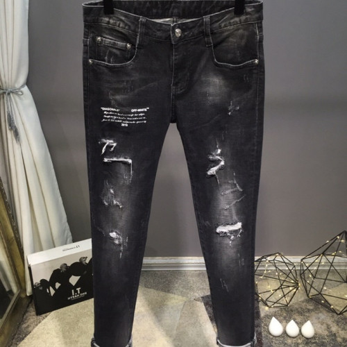 Off-white  2018 Mens Embroidery Logo Denim Pants - 오프화이트 신상 남성 자수 로고 데님 팬츠 Off0055x.Size(29 - 36).블랙