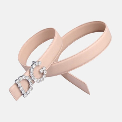 Dolce&Gabbana 2019 Ladies Initial Logo Embellished Satin Leather Belt - 돌체앤가바나 여성 이니셜 로고 엠벨리쉬 새틴 레더 벨트 Dol0170x.Size(3.0cm).연핑크