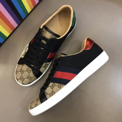 [1:1]Gucci 2019 Mens Ace Leather Sneakers - 구찌 남성 신상 에이스 레더 스니커즈 Guc0886x.Size(240 - 275).브라운