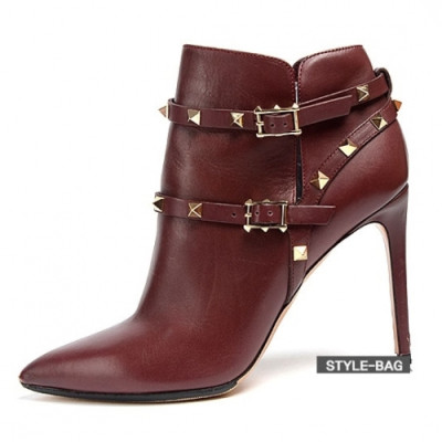 Valentino 2018 Rockstud Strap Anckle Boots - 발렌티노 락스터드 스트랩 앵클 부츠 Val0159x.Size(225 - 245).버건디