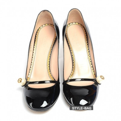 Gucci 2019 Ladies Preal Patent Leather Pumps - 구찌 여성 진주 페이던트 펌프스 Guc0905x.Size(225 -  245).블랙