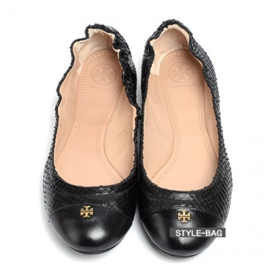 Tory  Burch 2019 Women's Initial Steel Logo Snake Leather Pattern Flat Shoes - 토리버치 여성 이니셜 스틸 로고 스네이크 레더 패턴 플랫 슈즈 Tor004x.Size(225 - 245).블랙