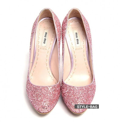 Miumiu 2018 Ladies Glitter Pumps - 미우미우 여성 글리터 펌프스 Miu0135x.Size(225 - 245).핑크