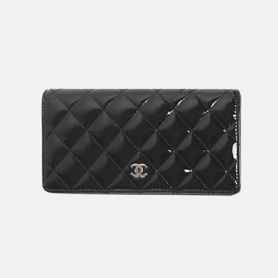 Chanel 2019 Womens CC Logo Patent Long Purse - 샤넬 여성 cc로고 페이던트 장지갑 Cnl0339x.Size(18cm).블랙