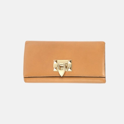 Valentino 2019 Womens Rockstud Leather Long Purse - 발렌티노 여성 락스터드 레더 장지갑 Val0164x.Size(19cm).카멜