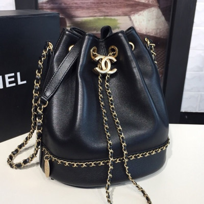 Chanel 2019 Women Leather Chain Bucket Shoulder Bag ,22CM - 샤넬 2019 여성용 레더 체인 버킷 숄더백,CHAB0632,22CM,블랙