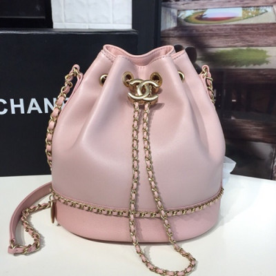 Chanel 2019 Women Leather Chain Bucket Shoulder Bag ,22CM - 샤넬 2019 여성용 레더 체인 버킷 숄더백,CHAB0634,22CM,핑크