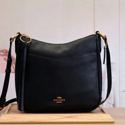 Coach Leather Shoulder Bag,28cm - 코치 레더 여성용 숄더백 COAB0217,28cm,블랙