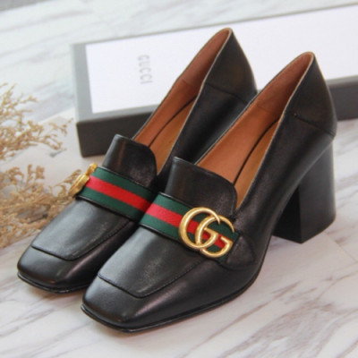 Gucci 2019 Ladies Strap GG Metal Logo Middle-heel Pums - 구찌 여성 스트랩 GG 메탈 로고 미들힐 펌프스 Guc0952x.Size(225 - 250).블랙