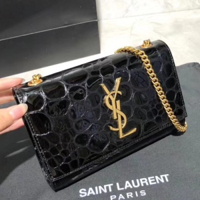 Saint Laurent Women Kate Monogram Chain Shoulder Bag ,20CM - 입생로랑 여성용 케이트 모노그램 체인 숄더백 SLB0313,20CM,블랙(금장)