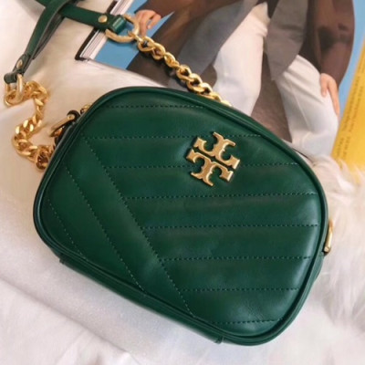 Tory Burch Leather Green Kira Chevron Small Camera Shoulder Bag,18cm - 토리버치 레더 그린 키라 쉐브론 스몰 카메라 숄더백 TBB0219,18cm