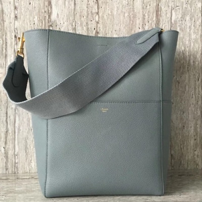 Celine Leather Sangle Shoulder Bag,33CM - 셀린느 레더 상글 숄더백 ,77427-7,33CM,그레이블루