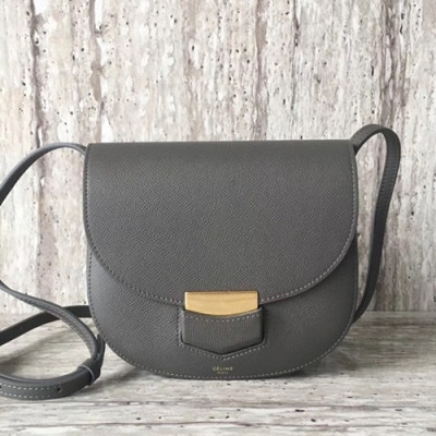 Celine Leather Trotteur Shoulder Bag,19CM - 셀린느 레더 트로터 숄더백 ,77425-7,19CM,그레이