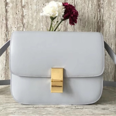 Celine Leather Classic Box Shoulder Bag,24CM - 셀린느 레더 클래식 박스 숄더백 ,11045-8,24CM,연그레이