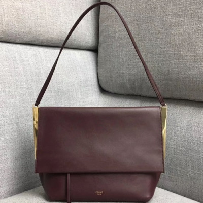 Celine Leather Tote Shoulder Bag,32.5CM - 셀린느 레더 토트 숄더백 ,90054-2,32.5CM,와인