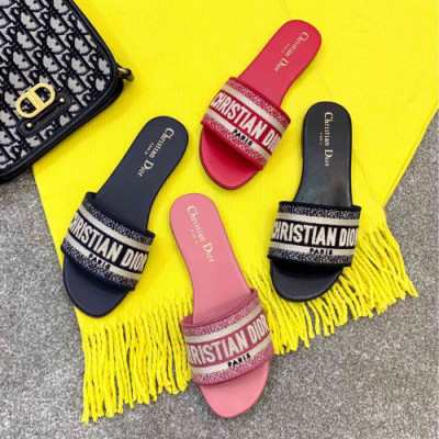 Christian Dior 2019 Womens Logo Jacquard Slipper - 크리스챤 디올 여성 로고 자카드 슬리퍼 Dio0166x.Size (225 - 255).블랙